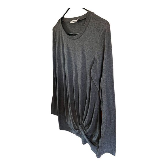 Yidarton T-Shirt Gray Sz Small Twist Knot Front Long Sleeve Crew Neck Basic - Picture 3 of 15